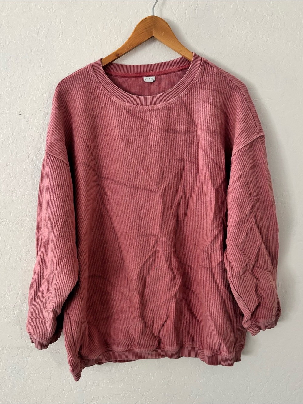 Aerie Women’s Small Oversized Ribbed Sweatshirt Dusty Rose Pink 100% Cotton